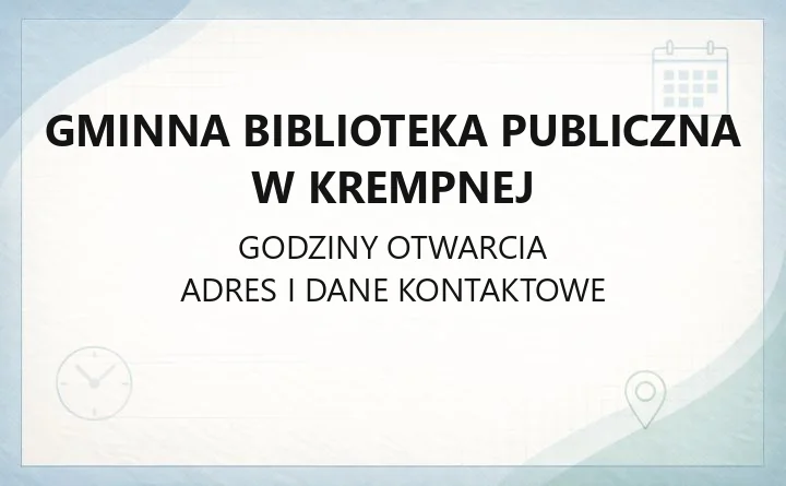 Gminna Biblioteka Publiczna w Krempnej - kontakt, karta biblioteczna i zasady wypożyczeń