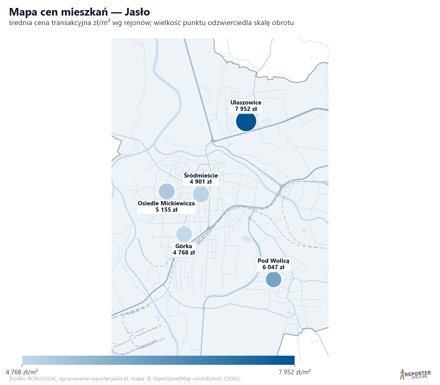 Mapa cen mieszkań - Jasło