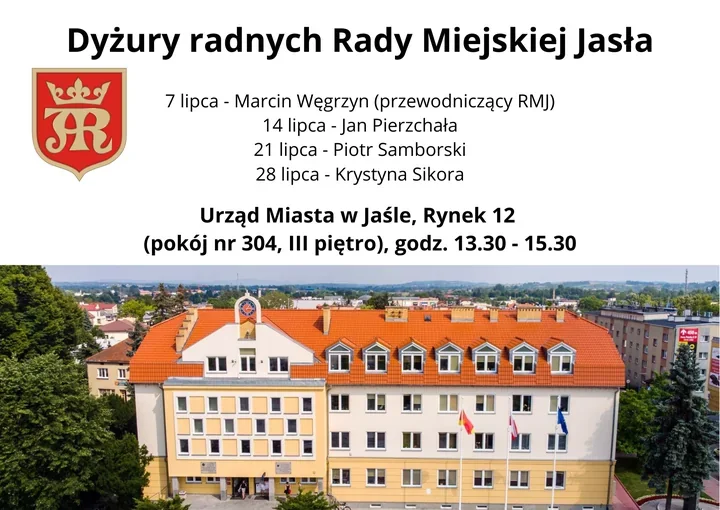 Radni będą do dyspozycji w Jaśle. Lipcowy grafik spotkań już gotowy